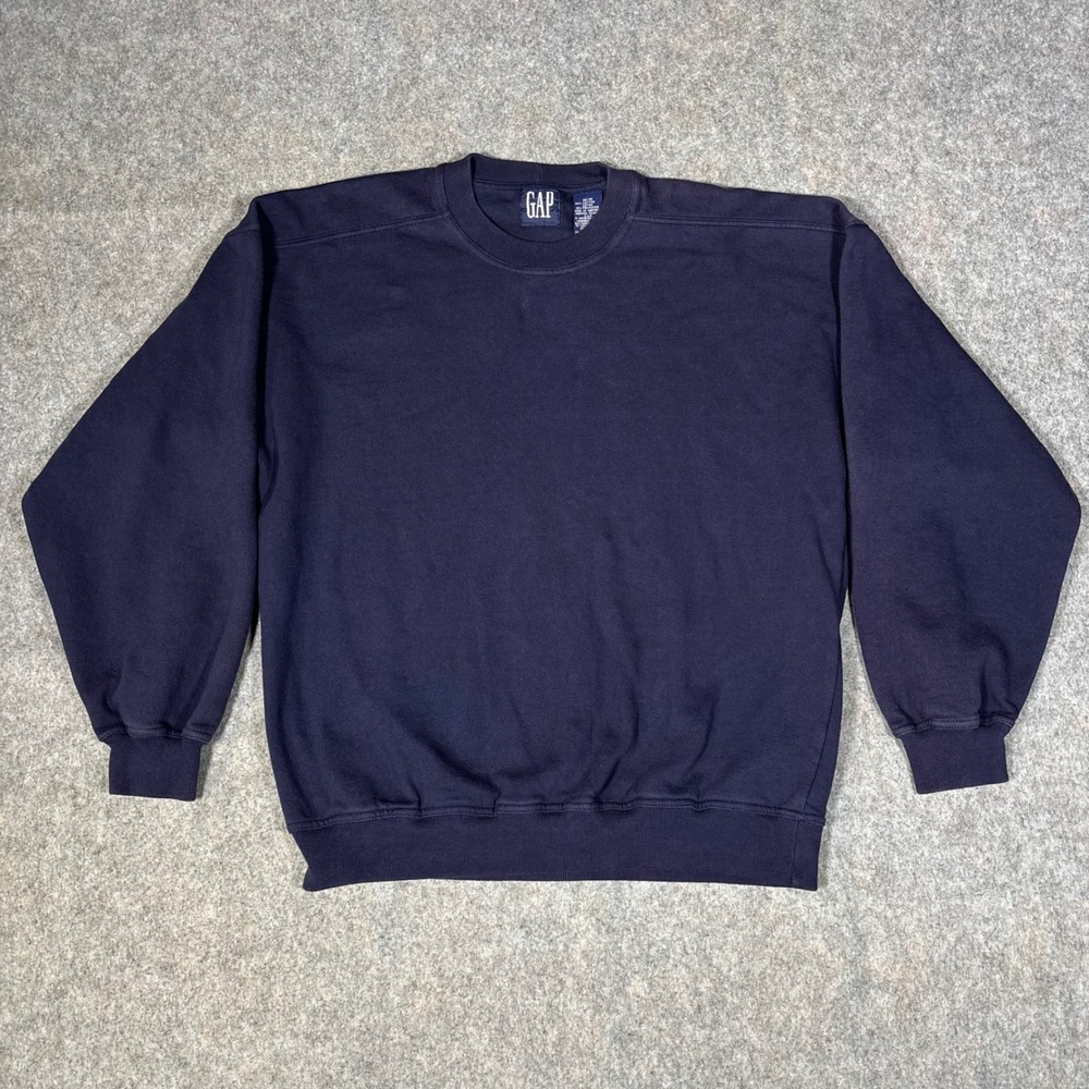 Gap Sweatshirt Mens M Navy Crewneck Solid Relaxed Boxy Fit Vintage Retro 80's